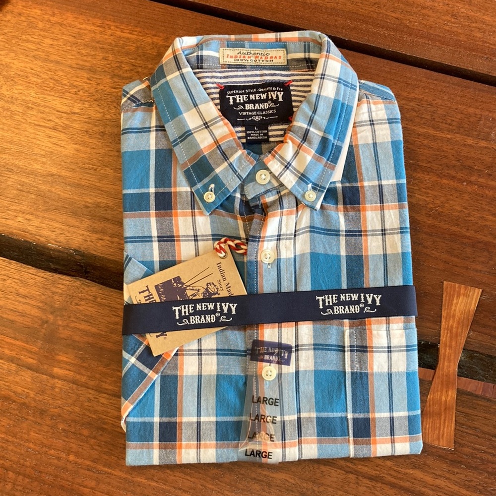 Plaid button up short sleeve shirt